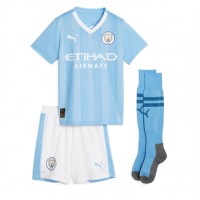 Dětský fotbalový dres Manchester City Erling Haaland #9 2023-24 Domácí Krátký Rukáv (+ trenýrky)